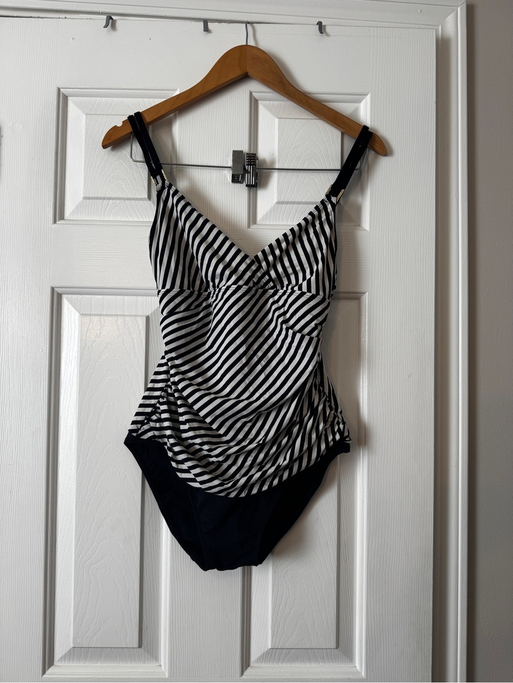 Lauren Ralph Lauren Black & White Striped One-Piece Swimsuit | Size 8